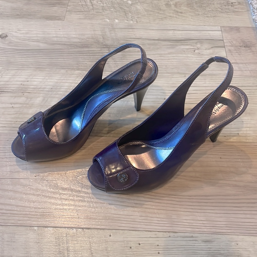 Plum Purple Sling Back Heels. Size 9